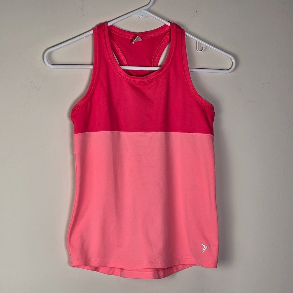 Old Navy Sleeveless Top Girls Large 10/12 Wink Pink Neon Dance Tank Colorblock - Picture 2 of 10